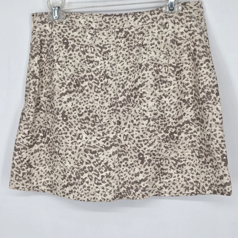 Free People Fake Out Leopard Print Faux Wrap Skirt Vegan Leather - Size 10